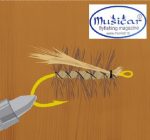 tying-the-elk-hair-caddis gotova mušica sa logoom